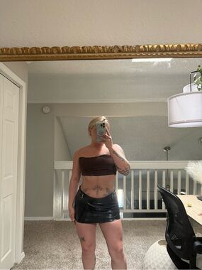 SHEIN Black Faux Leather Mini Skirt